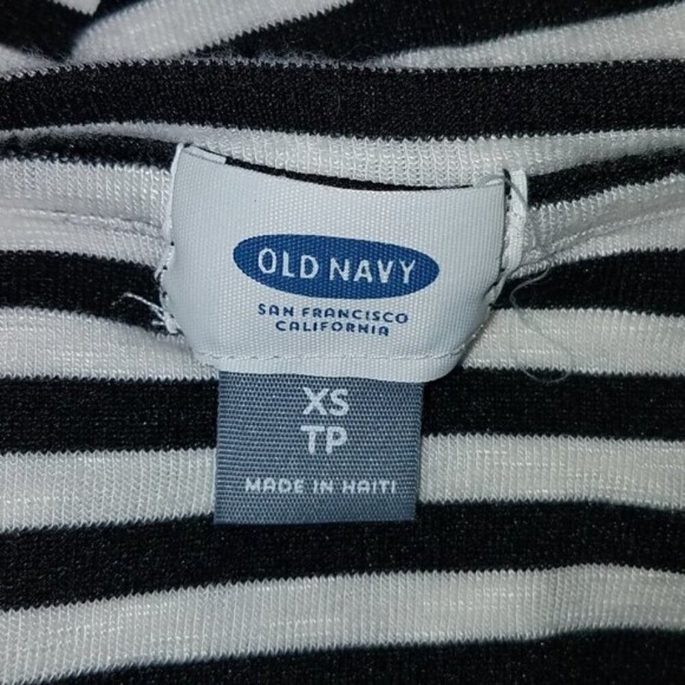 Old Navy Black White Striped Shirt Tunic Size XS Rayon Blend - Picture 7 of 8